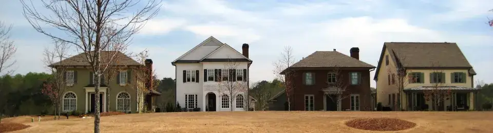 Aerial view of Harmony on the Lakes neighborhood in Holly Springs, Georgia