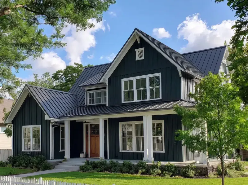 Standing seam metal roof on a residential home